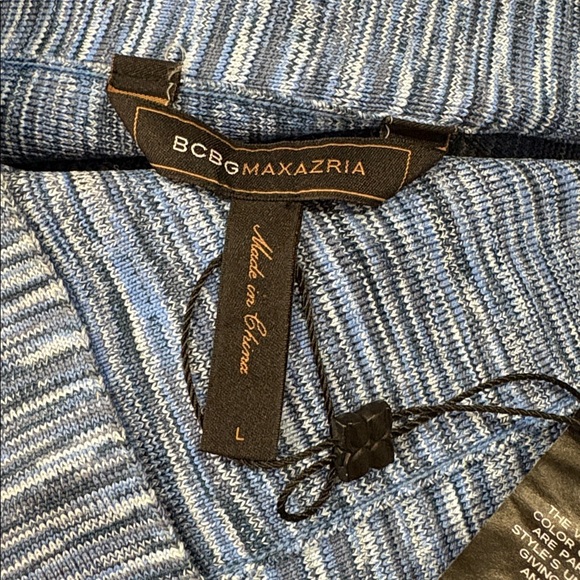 BCBG MAXAZRIA Bandage Space Dye Heather Blue Gray Pencil Knit Skirt NEW Large - Picture 7 of 9